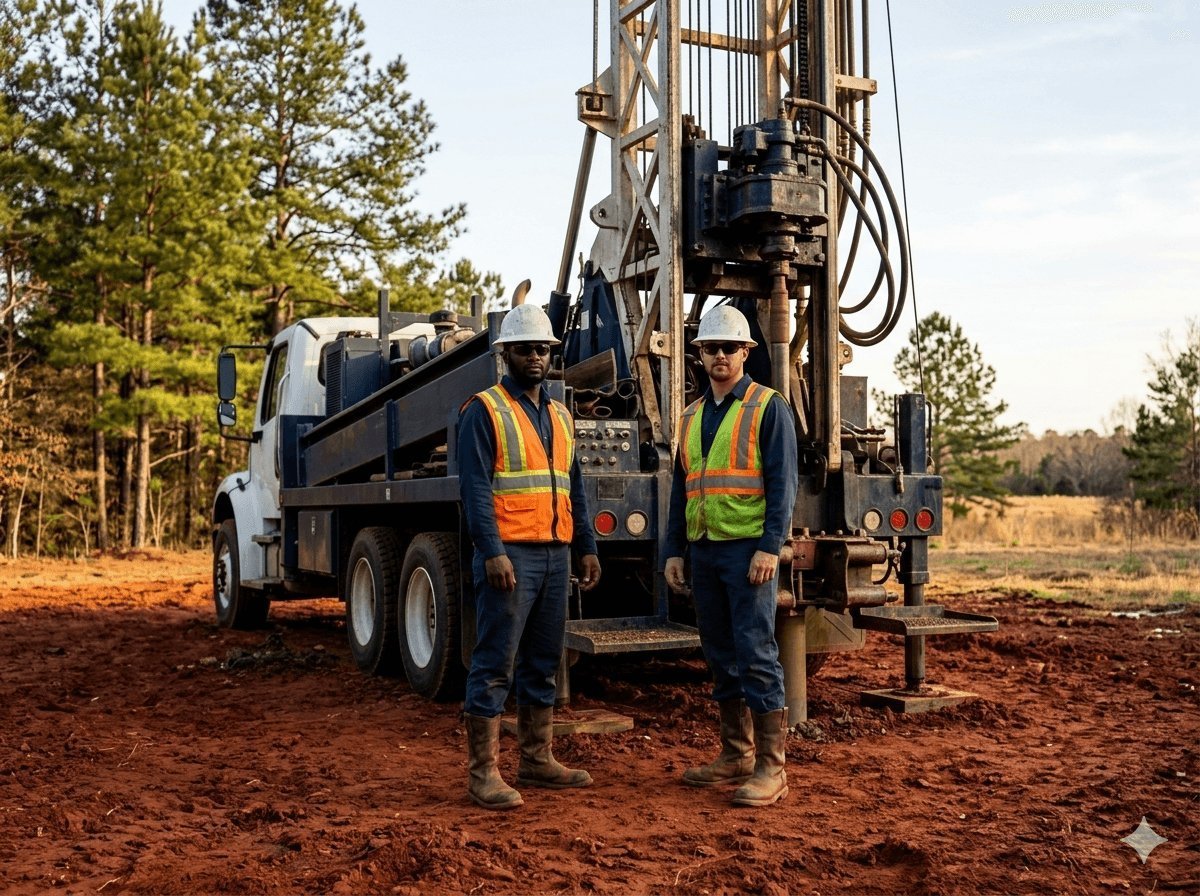 Waynesboro Well Drilling crew at a Burke County job site
