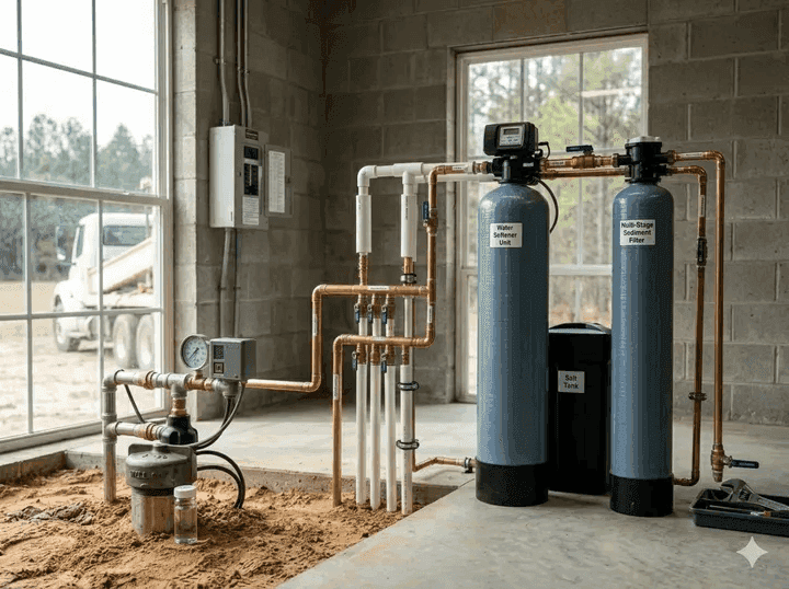 Water treatment system installation for Burke County well water
